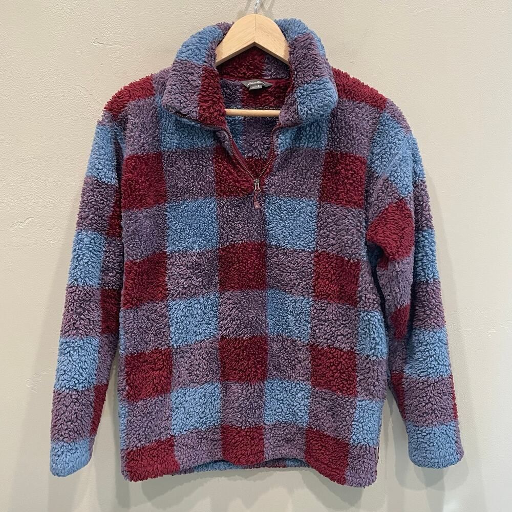 Columbia Women's Checkered Plush Fleece Quarter Zip Pullover - Size: Small